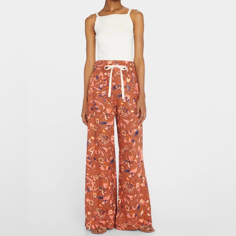 A.L.C. Naia Linen Printed Wide Pull-On Pants‎ Women’s Sz 12